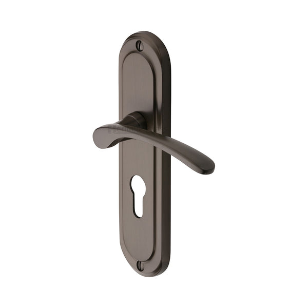 Heritage Brass Door Handle for Euro Profile Plate Ambassador Design Matt Bronze - AMB6248-MB - Choice Handles