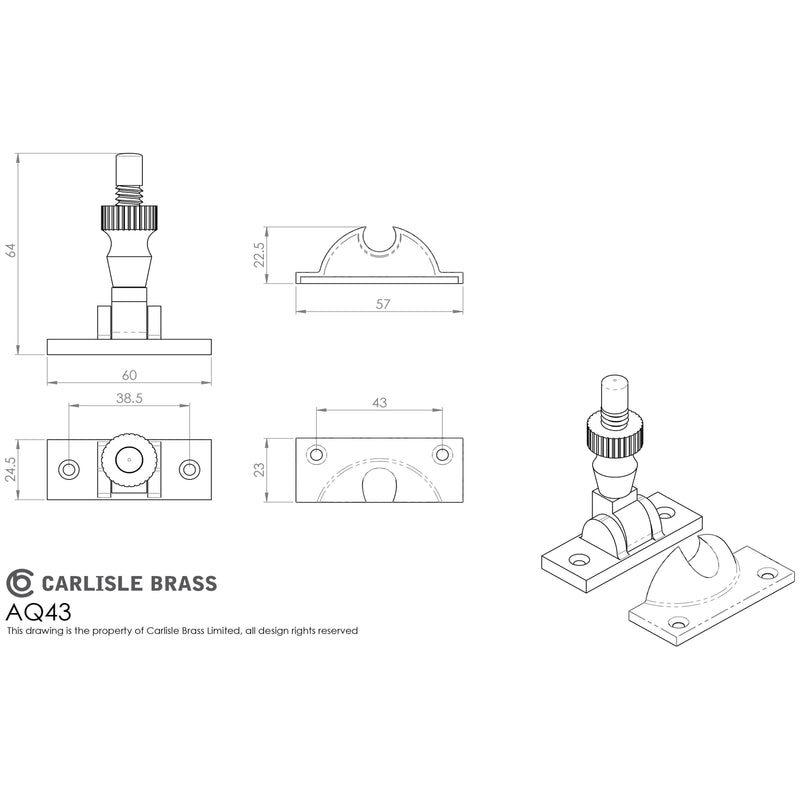 Carlisle Brass - Architectural Quality Sash Fastener (Brighton Pattern) - Polished Chrome - AQ43CP