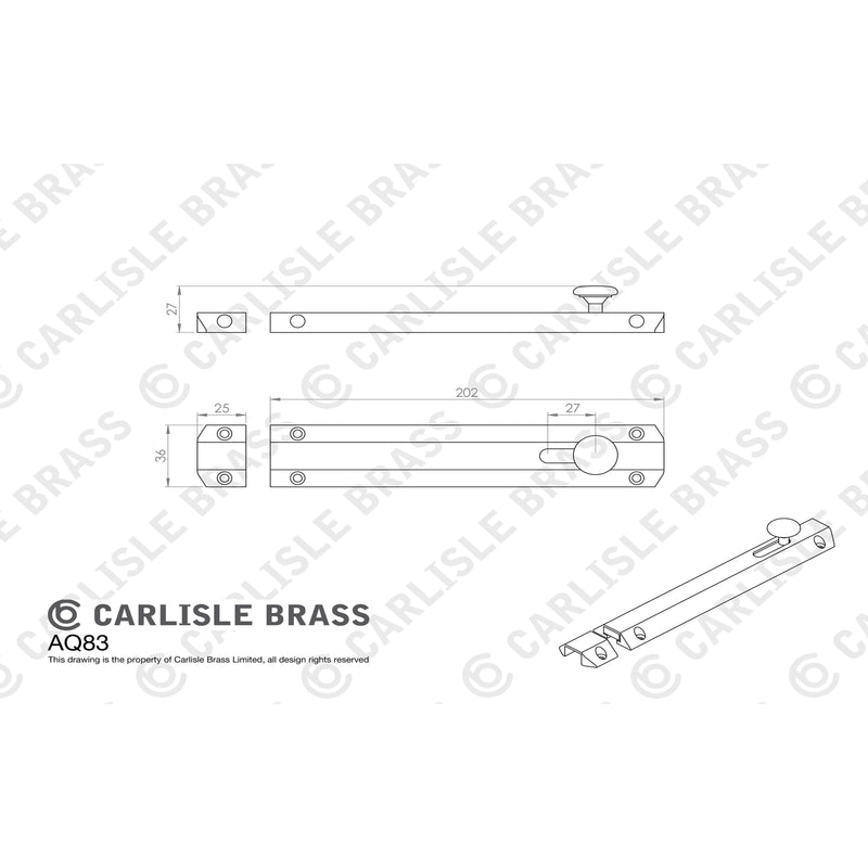 Carlisle Brass - Surface Bolt 203mm - Polished Brass - AQ83 - Choice Handles
