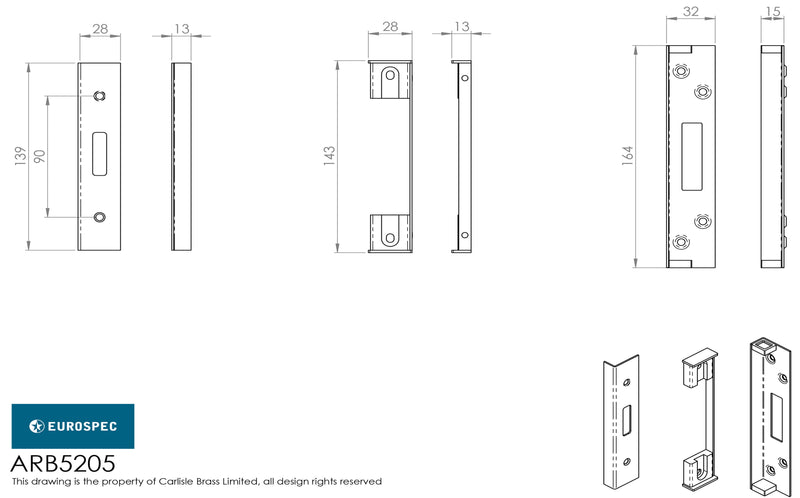 Eurospec - BS Rebate Set (DeadLock) BS Lever Lock 13mm - Satin Stainless Steel - ARB5205SSS