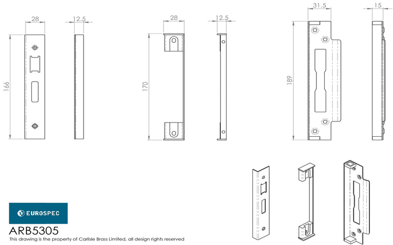 Eurospec - BS Rebate Set (SashLock) Cylinder-Satin Stainless Steel - Satin Stainless Steel - ARB5305SSS