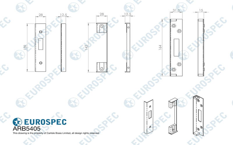 Eurospec - BS Rebate Set (Deadlock) Cylinder-Satin Stainless Steel - Satin Stainless Steel - ARB5405SSS
