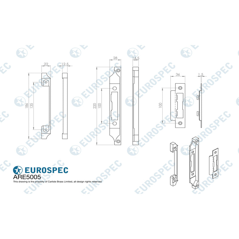 Eurospec - Rebate Set To Suit Economy Sashlock 0.5 - Nickel Plate - ARE5005NP