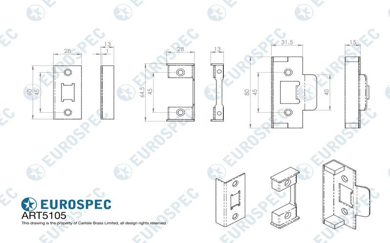 Eurospec - Rebate set  - Satin Stainless Steel - ART5105SSS