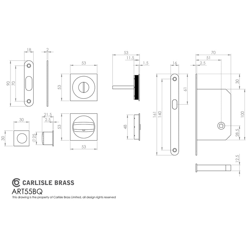Manital - Sliding Door Set (Square) - Satin Nickel - ART55BQSN - Choice Handles