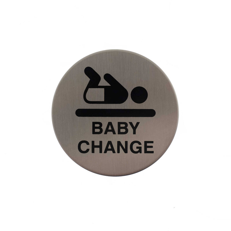Atlantic Baby Change Disc Sign 3M Adhesive 75mm - Satin Stainless Steel - AS75BCASSS - Choice Handles