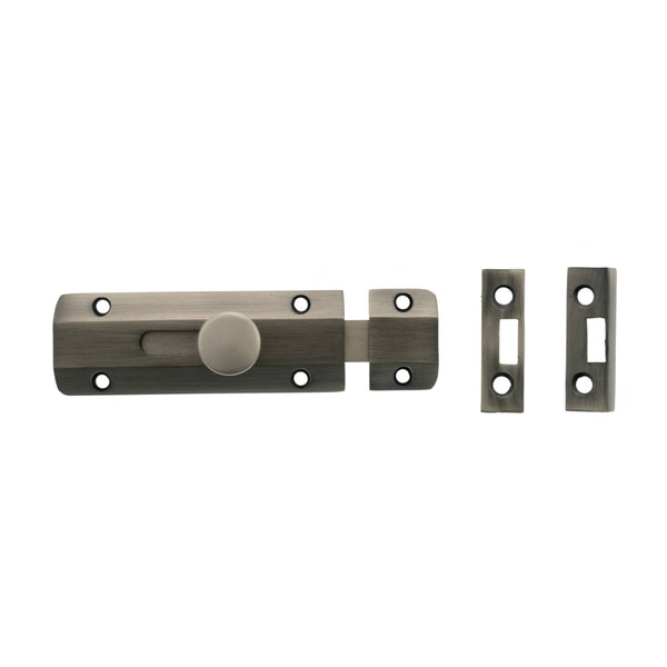 Atlantic Solid Brass Surface Door Bolt 4" - Matt Gun Metal  - ASB4MBN - Choice Handles