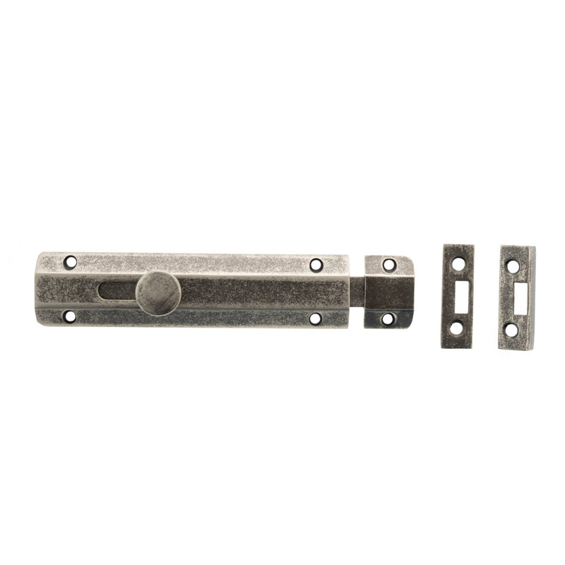 Atlantic Solid Brass Surface Door Bolt 6" - Distressed Silver  - ASB6DS - Choice Handles