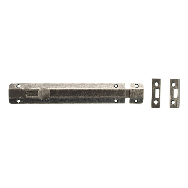 Atlantic Solid Brass Surface Door Bolt 8" - Distressed Silver  - ASB8DS - Choice Handles