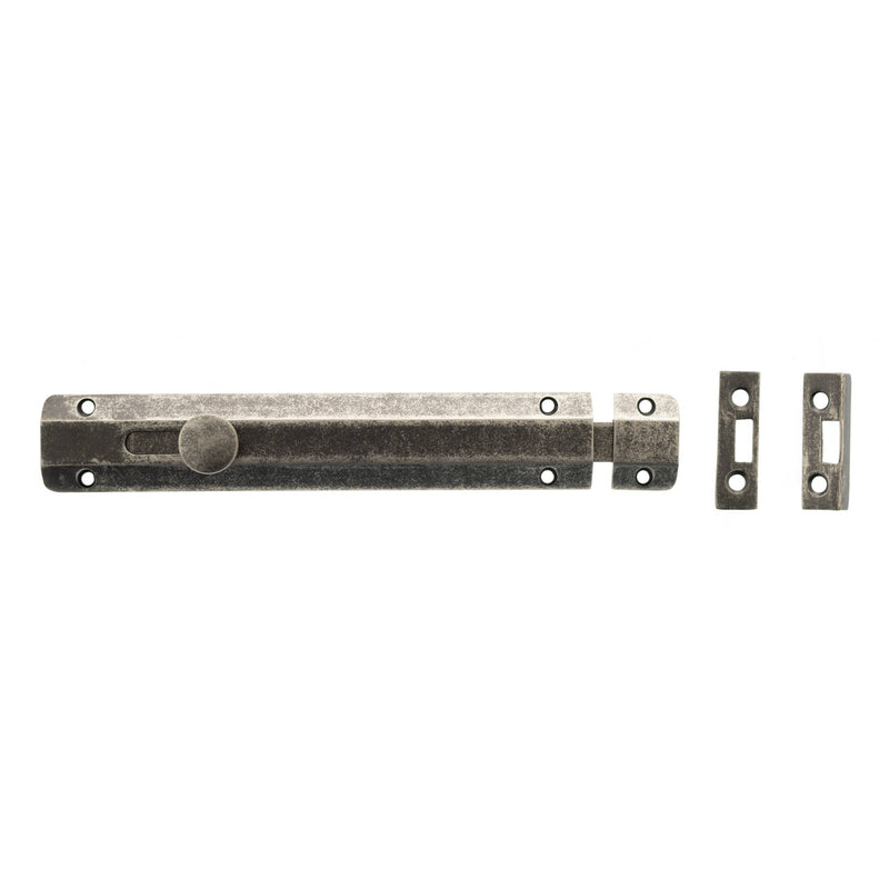 Atlantic Solid Brass Surface Door Bolt 8" - Distressed Silver  - ASB8DS - Choice Handles