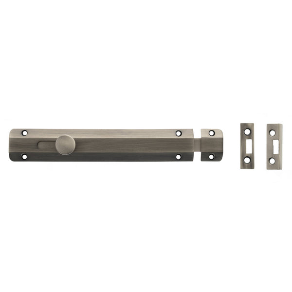Atlantic Solid Brass Surface Door Bolt 8" - Matt Gun Metal  - ASB8MBN - Choice Handles