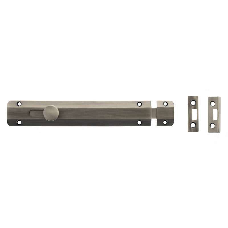 Atlantic Solid Brass Surface Door Bolt 8" - Matt Gun Metal  - ASB8MBN - Choice Handles