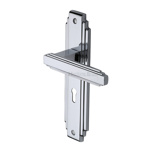 Heritage Brass Door Handle Lever Lock Astoria Design Polished Chrome finish - AST5900-PC - Choice Handles