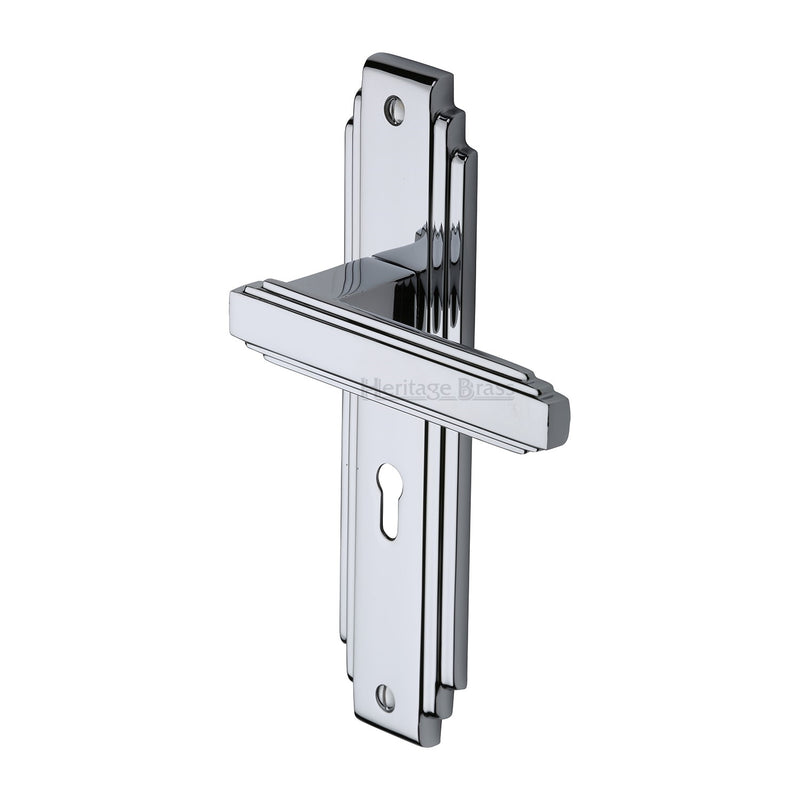 Heritage Brass Door Handle Lever Lock Astoria Design Polished Chrome finish - AST5900-PC - Choice Handles