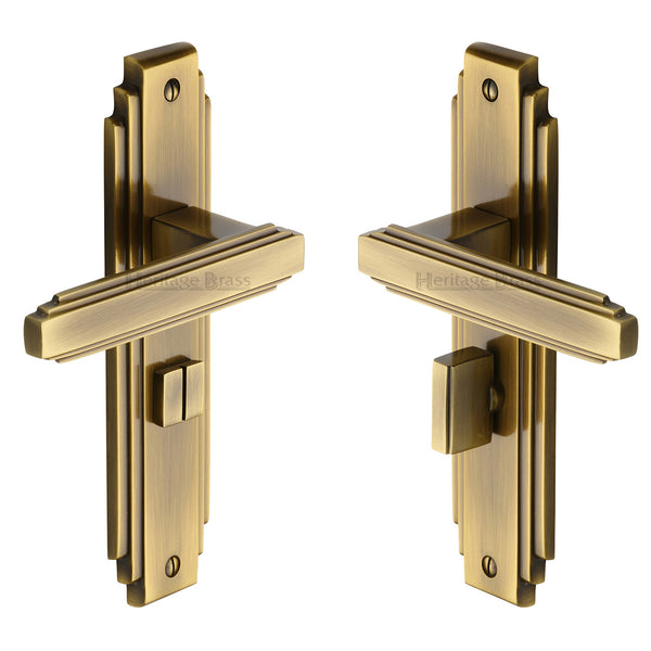 Heritage Brass Door Handle for Bathroom Astoria Design Antique finish - AST5930-AT - Choice Handles