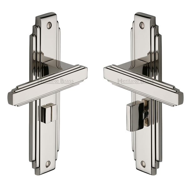 Heritage Brass Door Handle for Bathroom Astoria Design Polished Nickel finish - AST5930-PNF - Choice Handles