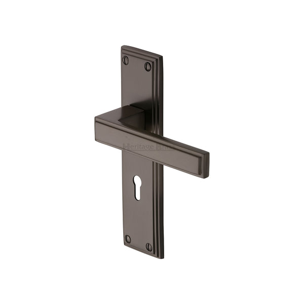 Heritage Brass Door Handle Lever Lock Atlantis Design Matt Bronze finish - ATL5700-MB - Choice Handles