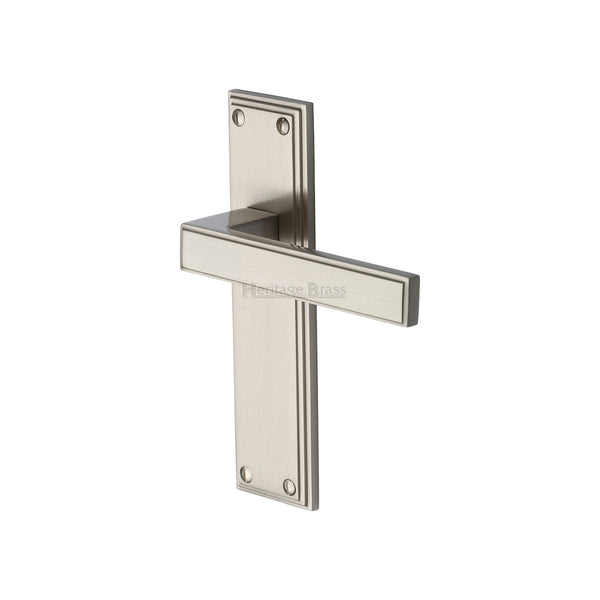 Heritage Brass Door Handle Lever Latch Atlantis Design Satin Nickel finish - ATL5710-SN - Choice Handles