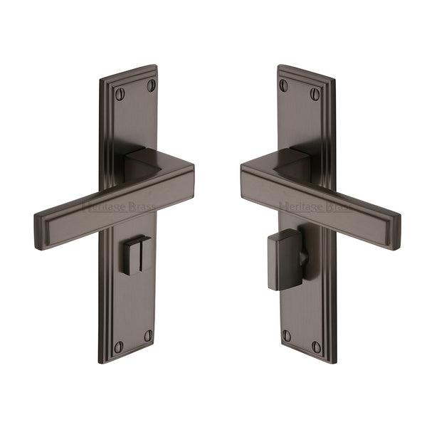 Heritage Brass Door Handle for Bathroom Atlantis Design Matt Bronze finish - ATL5730-MB - Choice Handles