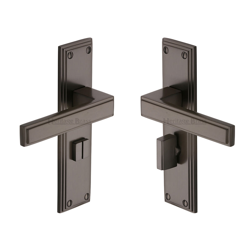 Heritage Brass Door Handle for Bathroom Atlantis Design Matt Bronze finish - ATL5730-MB - Choice Handles