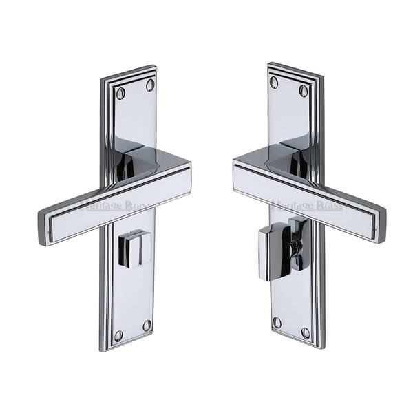 Heritage Brass Door Handle for Bathroom Atlantis Design Polished Chrome finish - ATL5730-PC - Choice Handles