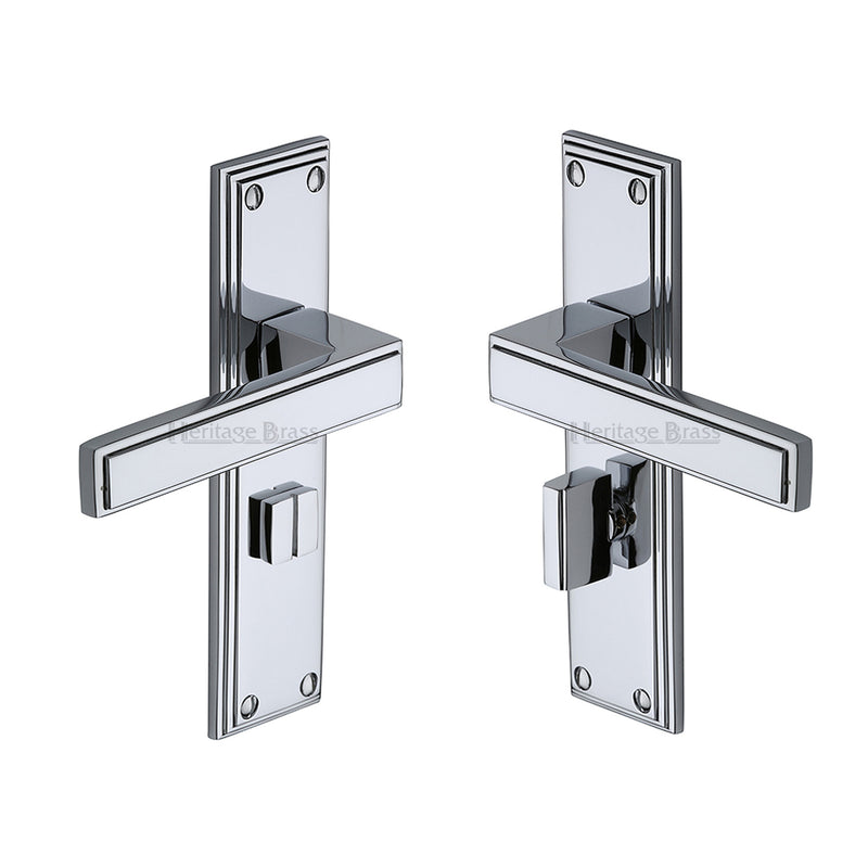 Heritage Brass Door Handle for Bathroom Atlantis Design Polished Chrome finish - ATL5730-PC - Choice Handles