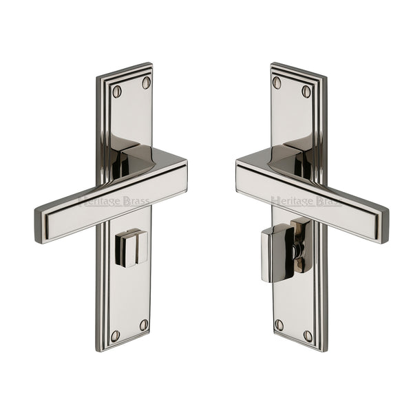 Heritage Brass Door Handle for Bathroom Atlantis Design Polished Nickel finish - ATL5730-PNF - Choice Handles