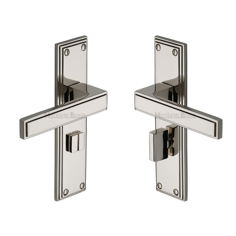Heritage Brass Door Handle for Bathroom Atlantis Design Polished Nickel finish - ATL5730-PNF - Choice Handles