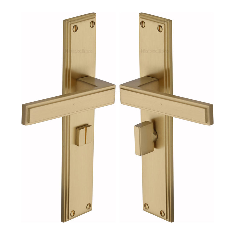 Heritage Brass Atlantis Long Bathroom set Satin Brass finish - ATL6730-SB - Choice Handles