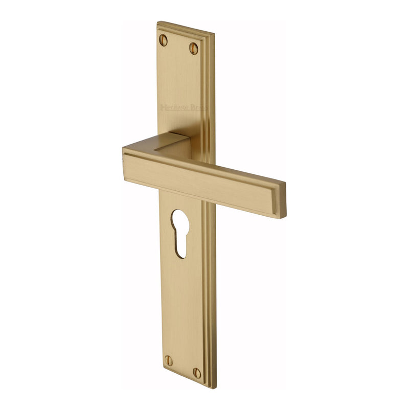 Heritage Brass Atlantis Long Euro Profile Satin Brass finish - ATL6748-SB - Choice Handles