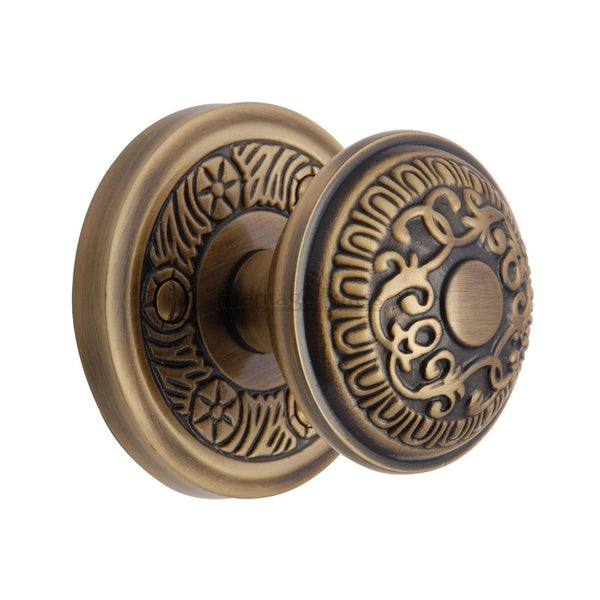 Heritage Brass Mortice Knob on Rose Aydon Design Antique finish - AYD1324-AT - Choice Handles