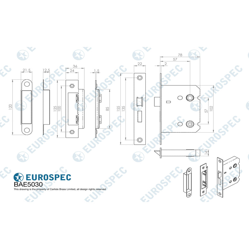 Eurospec - Easi-T Residential Bathroom Lock 78mm  - Antique Brass - BAE5030AB - Choice Handles