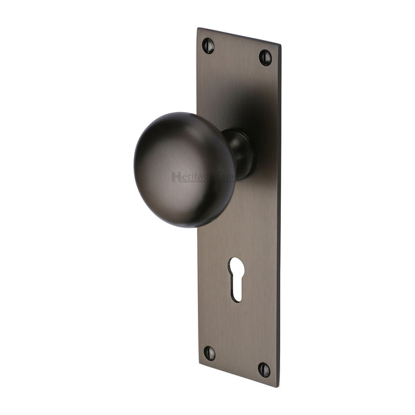 Heritage Brass Mortice Knob on Lock Plate Balmoral Design Matt Bronze finish - BAL8500-MB - Choice Handles