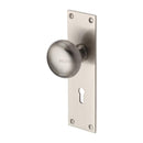 Heritage Brass Mortice Knob on Lock Plate Balmoral Design Satin Nickel finish - BAL8500-SN - Choice Handles