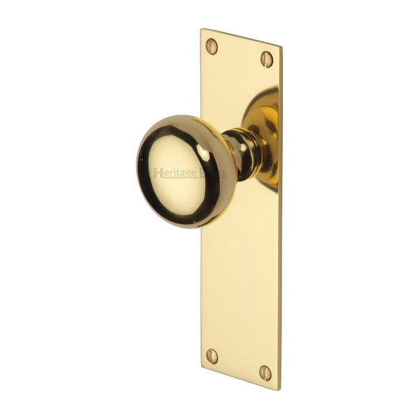 Heritage Brass Mortice Knob on Latch Plate Balmoral Design Polished Brass finish - BAL8510-PB - Choice Handles