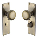 Heritage Brass Mortice Knob on Bathroom Plate Balmoral Design Antique finish - BAL8530-AT - Choice Handles
