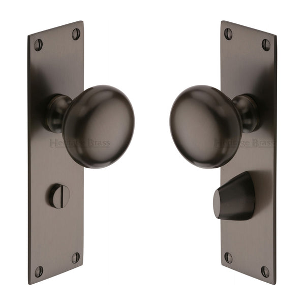 Heritage Brass Mortice Knob on Bathroom Plate Balmoral Design Matt Bronze finish - BAL8530-MB - Choice Handles