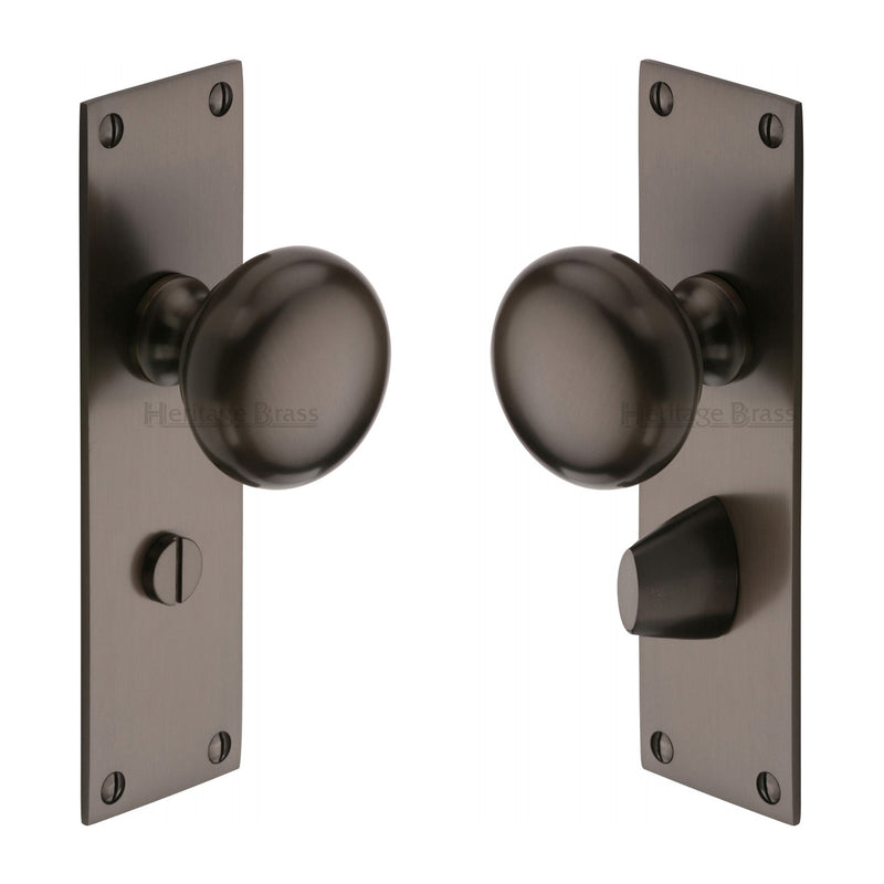 Heritage Brass Mortice Knob on Bathroom Plate Balmoral Design Matt Bronze finish - BAL8530-MB - Choice Handles