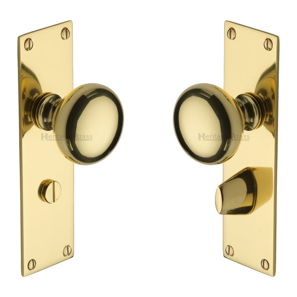 Heritage Brass Mortice Knob on Bathroom Plate Balmoral Design Polished Brass finish - BAL8530-PB - Choice Handles