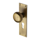 Heritage Brass Mortice Knob on Euro Profile Plate Balmoral Design Antique finish - BAL8548-AT - Choice Handles