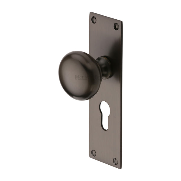 Heritage Brass Mortice Knob on Euro Profile Plate Balmoral Design Matt Bronze finish - BAL8548-MB - Choice Handles