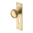 Heritage Brass Mortice Knob on Euro Profile Plate Balmoral Design Satin Brass finish - BAL8548-SB - Choice Handles