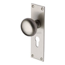 Heritage Brass Mortice Knob on Euro Profile Plate Balmoral Design Satin Nickel finish - BAL8548-SN - Choice Handles