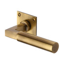 Heritage Brass Door Handle Lever Latch on Square Rose Bauhaus Design Antique finish - BAU1926-AT - Choice Handles