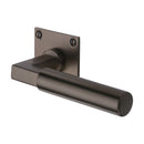Heritage Brass Door Handle Lever Latch on Square Rose Bauhaus Design Matt Bronze finish - BAU1926-MB - Choice Handles