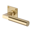 Heritage Brass Door Handle Lever Latch on Square Rose Bauhaus Design Satin Brass finish - BAU1926-SB - Choice Handles