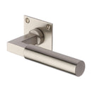 Heritage Brass Door Handle Lever Latch on Square Rose Bauhaus Design Satin Nickel finish - BAU1926-SN - Choice Handles
