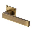 Heritage Brass Door Handle Lever Latch on Square Rose Delta BH Design Antique finish - BAU1928-AT - Choice Handles