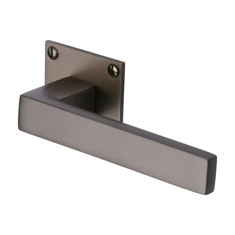 Heritage Brass Door Handle Lever Latch on Square Rose Delta BH Design Matt Bronze finish - BAU1928-MB - Choice Handles