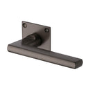 Heritage Brass Door Handle Lever Latch on Square Rose Trident Design Matt Bronze finish - BAU2910-MB - Choice Handles